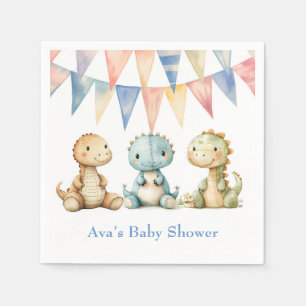 Cute Dinosaurs and Friends Boy Baby Shower Napkin