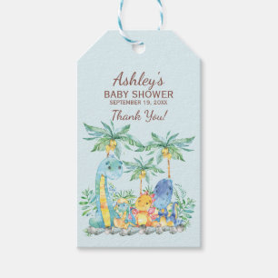 Cute Dinosaurs Baby Shower Favour Gift Tag