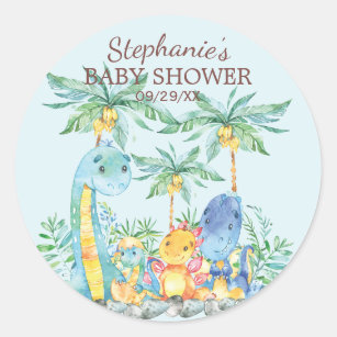 Cute Dinosaurs Baby Shower Favour Sticker