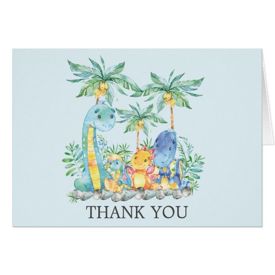 Cute Dinosaurs Baby Shower Thank You Note Card