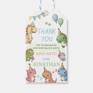 Cute dinosaurs birthday boy thank you gift tags