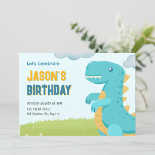 Cute dinosaurs birthday invitation