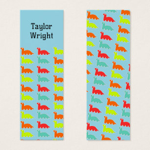 Cute dinosaurs blue personalized bookmark
