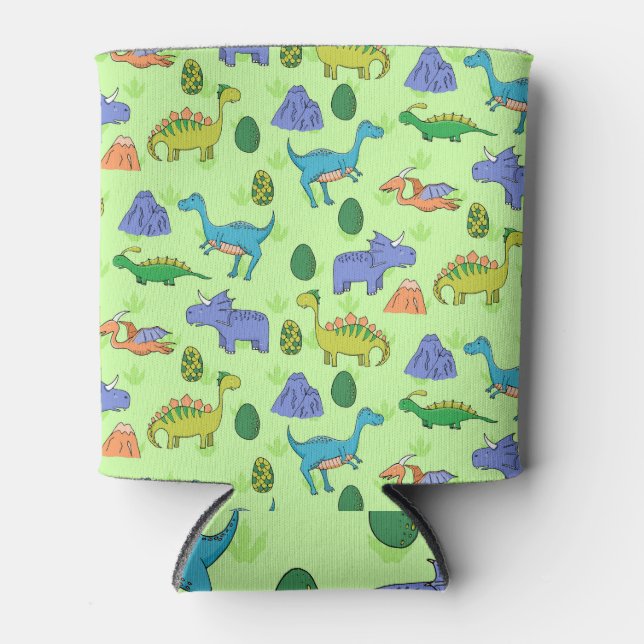 Cute Dinosaurs, Cartoon Style. Can Cooler (Front)