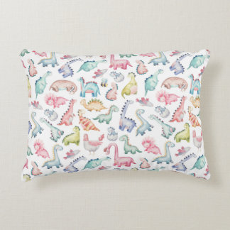 Cute dinosaurs, children's watercolor pattern. accent pillow