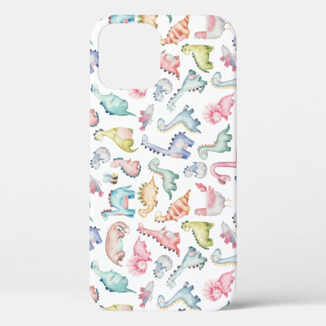 Cute dinosaurs, children's watercolor pattern. Case-Mate iPhone case (Back)