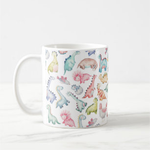 Cute dinosaurs, children's watercolor pattern. coffee mug