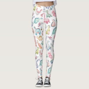 Cute dinosaurs, children's watercolor pattern. leggings