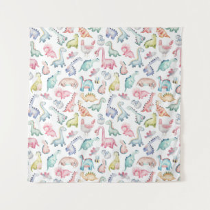 Cute dinosaurs, children's watercolor pattern. tapestry