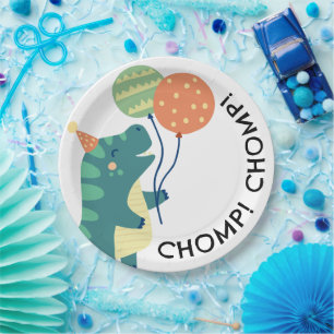 Cute Dinosaurs Chomp Birthday Party  Paper Plate