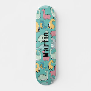Cute dinosaurs custom name skateboard