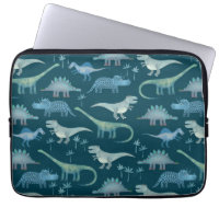 Cute Dinosaurs Dark Green Pattern