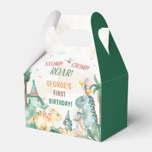 Cute Dinosaurs First Birthday Party Favor Box
