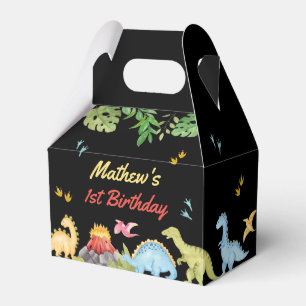 Cute Dinosaurs First Birthday Party Favor Box