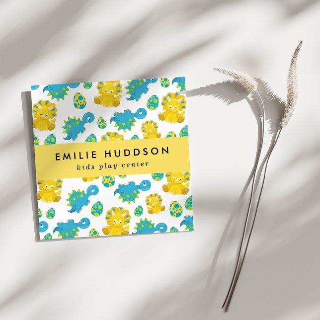 Cute Dinosaurs, Kids Play Centre, Activity Centre Square Business Card (Creator Uploaded)