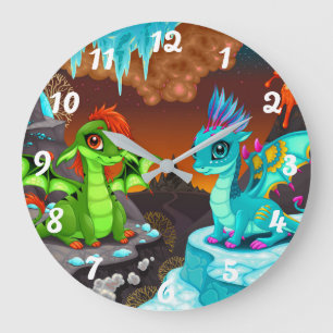 Cute Dinosaurs Large Clock