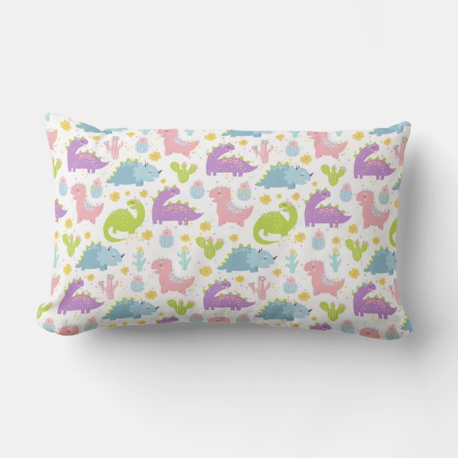 Cute Dinosaurs Lumbar Pillow (Front)
