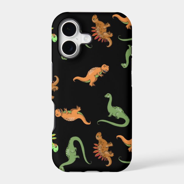 Cute Dinosaurs on Black Background (Back)