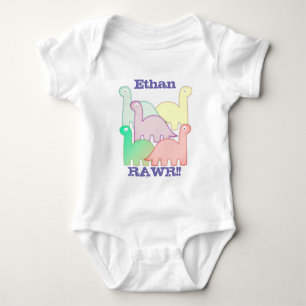 Cute Dinosaurs Pastel Colourful Baby Bodysuit
