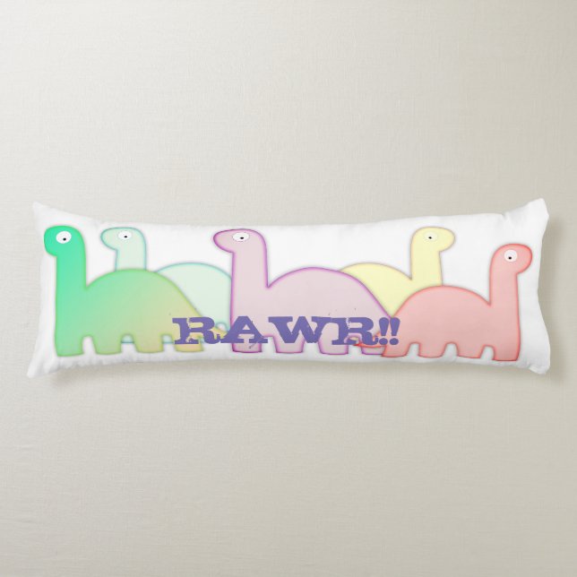 Cute Dinosaurs Pastel Colourful Body Pillow (Front)
