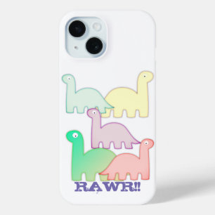 Cute Dinosaurs Pastel Colourful iPhone 15 Case