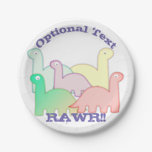 Cute Dinosaurs Pastel Colourful Paper Plate