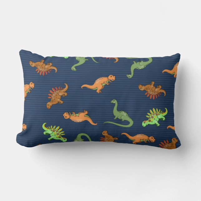 Cute Dinosaurs Pattern Lumbar Pillow (Front)