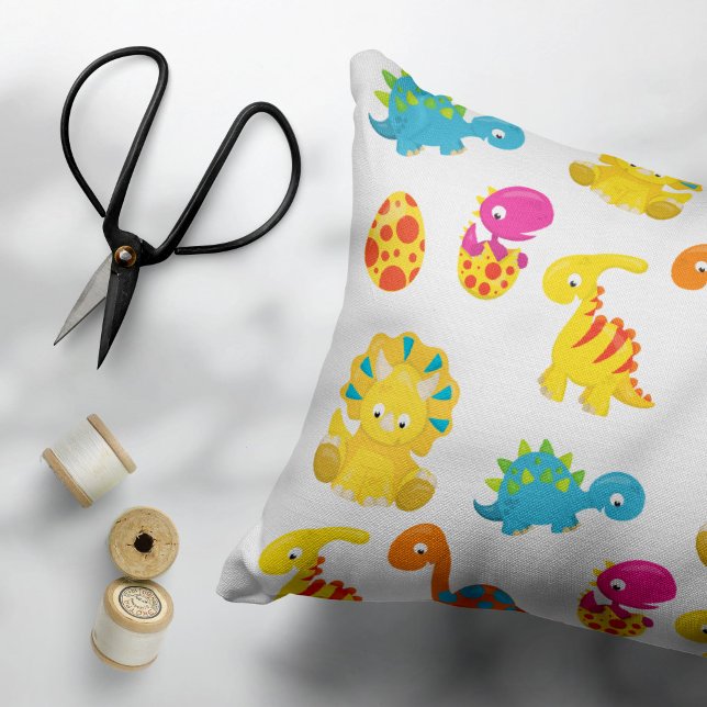 Cute Dinosaurs, Pattern Of Dinosaurs, Baby Dino Accent Pillow (Creator Uploaded)