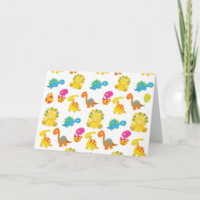 Cute Dinosaurs, Pattern Of Dinosaurs, Baby Dino Card (Front)