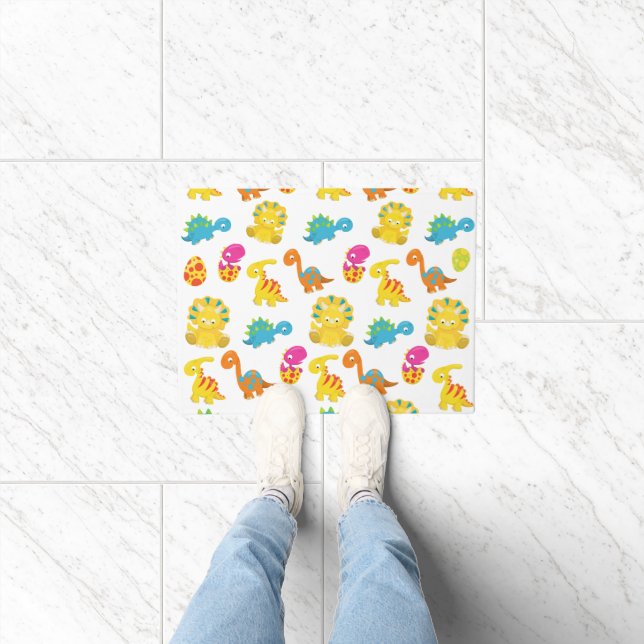 Cute Dinosaurs, Pattern Of Dinosaurs, Baby Dino Doormat (Indoor)