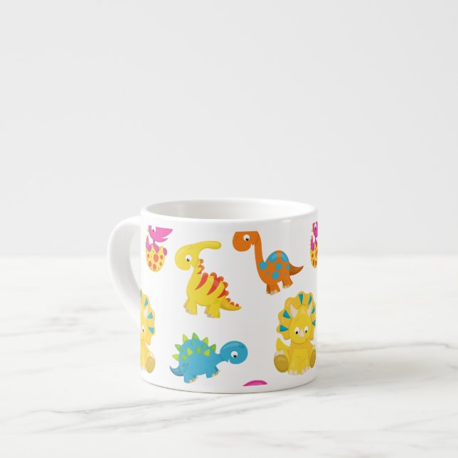 Cute Dinosaurs, Pattern Of Dinosaurs, Baby Dino Espresso Cup (Front Left)