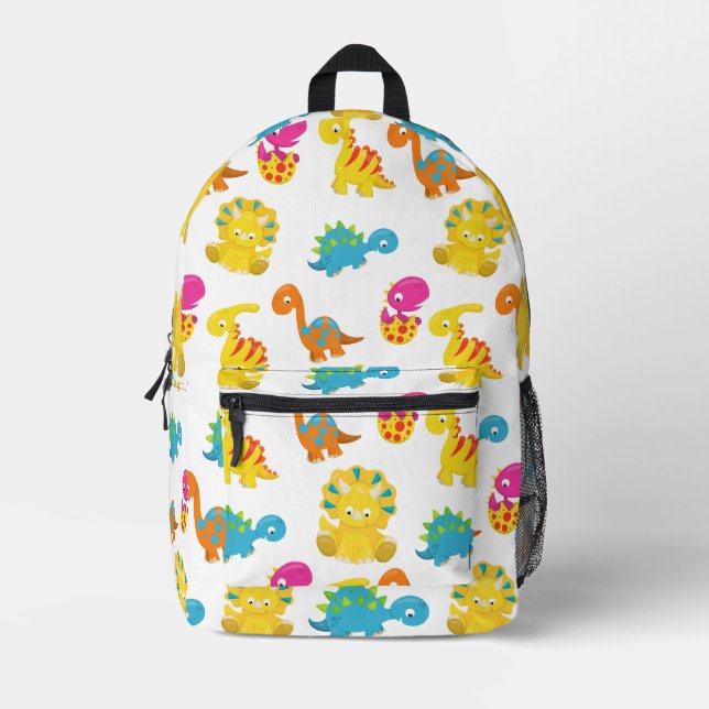 Cute Dinosaurs, Pattern Of Dinosaurs, Baby Dino Printed Backpack (Front)