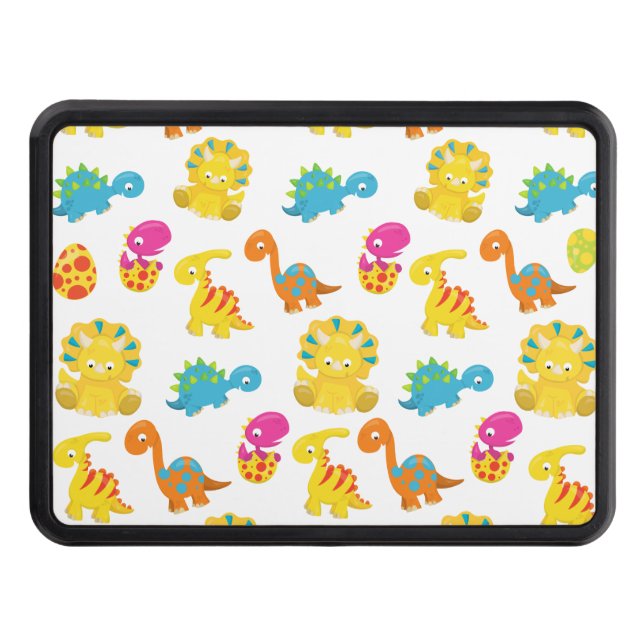 Cute Dinosaurs, Pattern Of Dinosaurs, Baby Dino Trailer Hitch Cover (Front)
