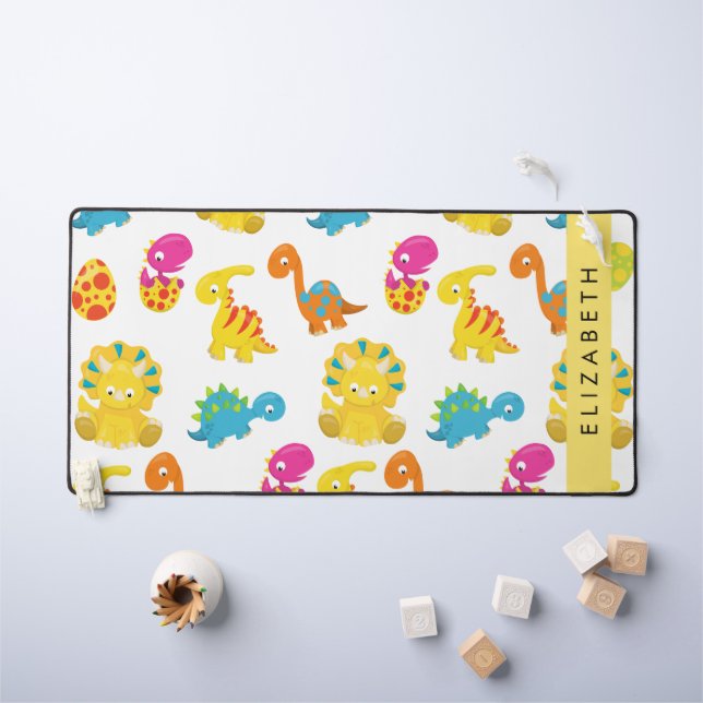Cute Dinosaurs, Pattern Of Dinosaurs, Your Name Desk Mat (Kids Table)