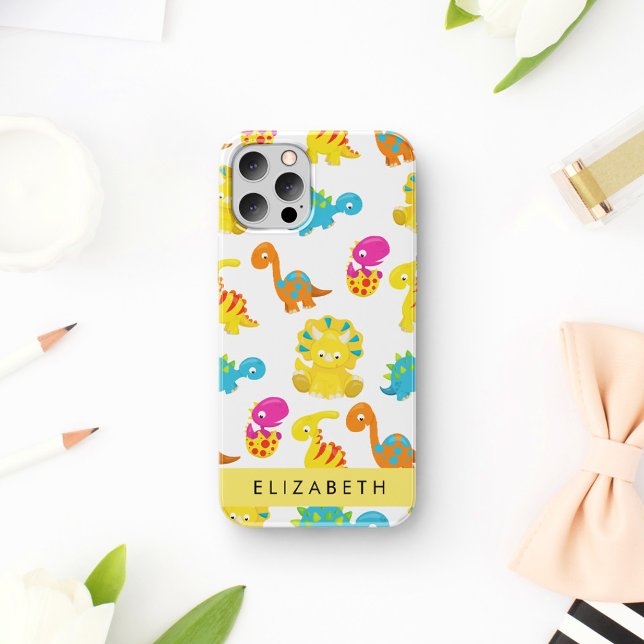 Cute Dinosaurs, Pattern Of Dinosaurs, Your Name iPhone 16 Case (Creator Uploaded)