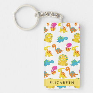 Cute Dinosaurs, Pattern Of Dinosaurs, Your Name Keychain