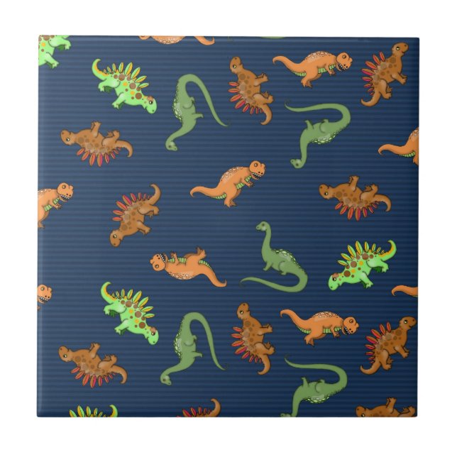 Cute Dinosaurs Pattern Tile (Front)