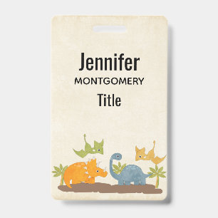 Cute Dinosaurs Prehistoric Wildlife Badge