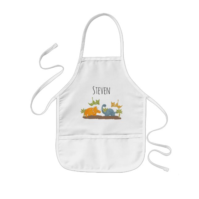 Cute Dinosaurs Prehistoric Wildlife Kids Apron (Front)