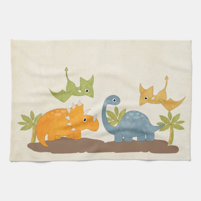  Cute Dinosaurs Prehistoric Wildlife Kitchen Towel (Horizontal)