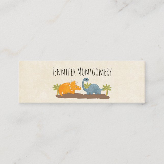 Cute Dinosaurs Prehistoric Wildlife Mini Business Card (Front)