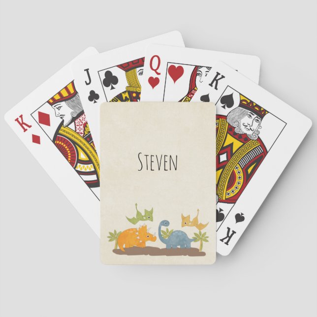 Cute Dinosaurs Prehistoric Wildlife Playing Cards (Back)