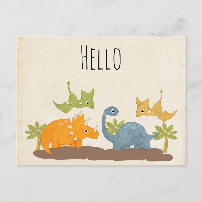 Cute Dinosaurs Prehistoric Wildlife Postcard (Front)