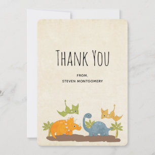Cute Dinosaurs Prehistoric Wildlife Thank You Card