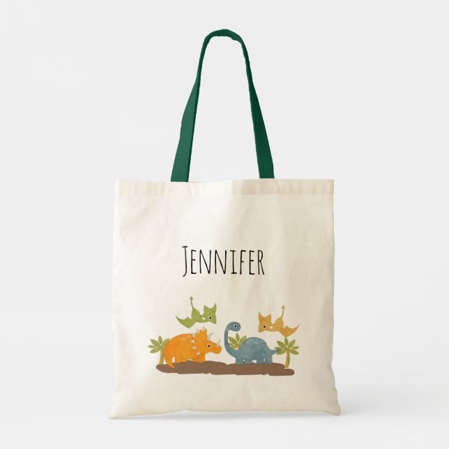 Cute Dinosaurs Prehistoric Wildlife Tote Bag (Back)