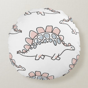 Cute dinosaurs seamless pattern round pillow