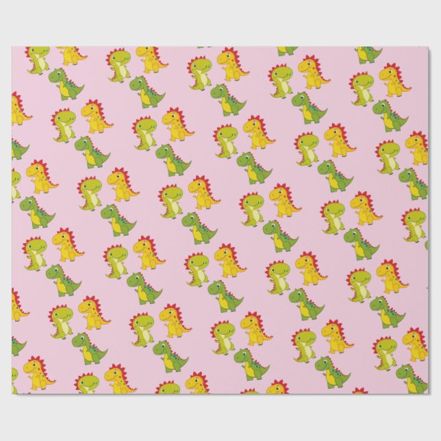Cute Dinosaurs seamless pattern  Wrapping Paper (Flat)