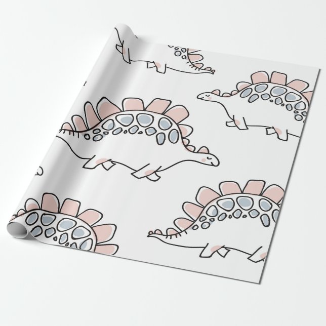 Cute dinosaurs seamless pattern wrapping paper (Unrolled)