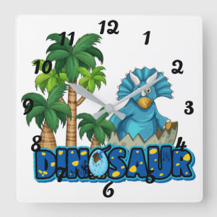 Cute Dinosaurs Square Wall Clock
