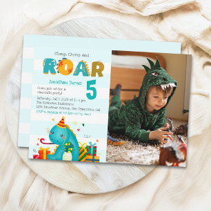 Cute Dinosaurs Stomp Chomp and roar birhtday boy  Invitation